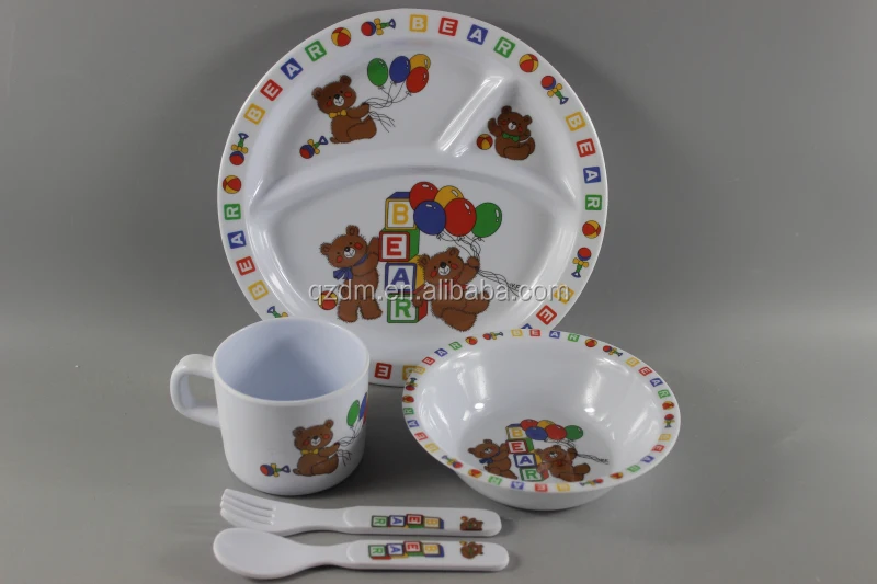 5pcs Melamine Kids dinner sets Bear Art Fodgrade