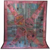 Large Sari Patchwork Bedcover, Handmade Designer WallHanging, Vintage Boho Huge Recycled Tapestry