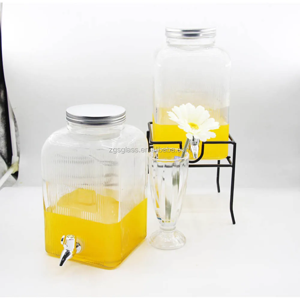 6 Liter/10 Liter Cheap Glass Drinks Beverage Juice Wine Dispenser Bottle With Metal Holder Buy