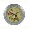 large antique decoration plastic wall clock of flower and Eiffel tower clock face