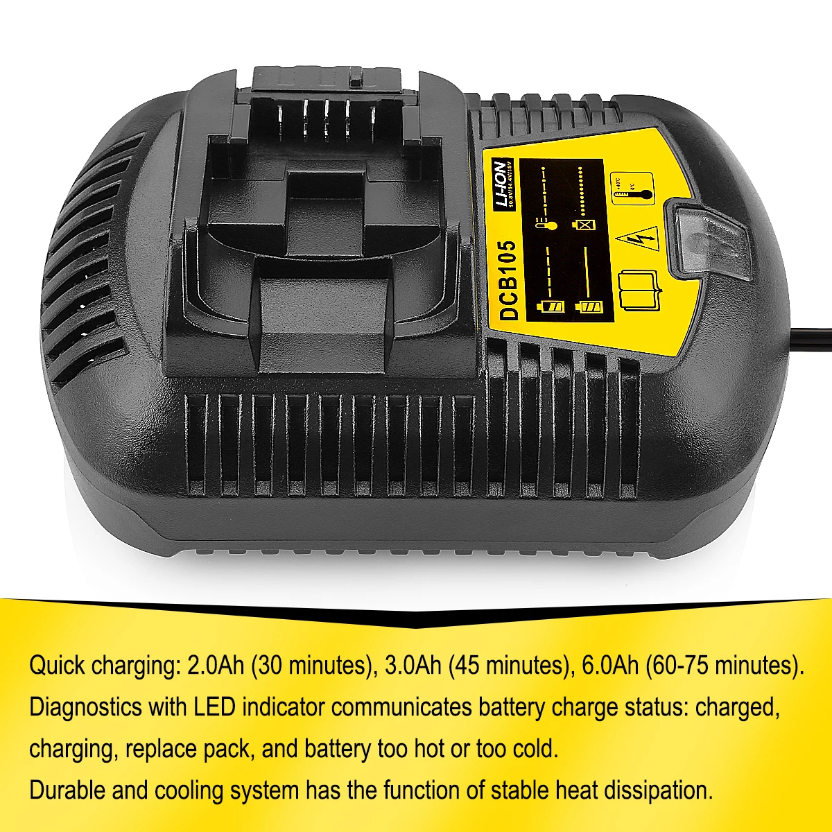 20v Replacement Fast Charger Dcb105 Dcb201 Dcb204 For 10.8 To 20v