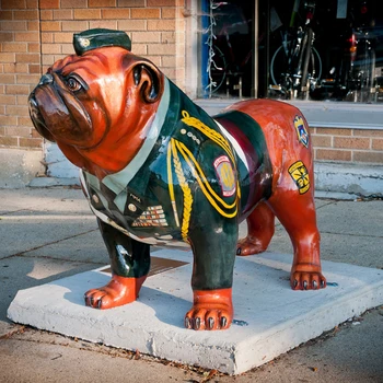 outdoor bulldog statue