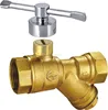 supplier long steel handle brass lockable ball valve with y-strainer