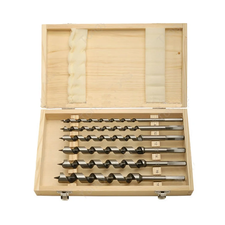6Pcs Small Sizes 230mm Hex Shank Wood Auger Drill Bit Set in Case