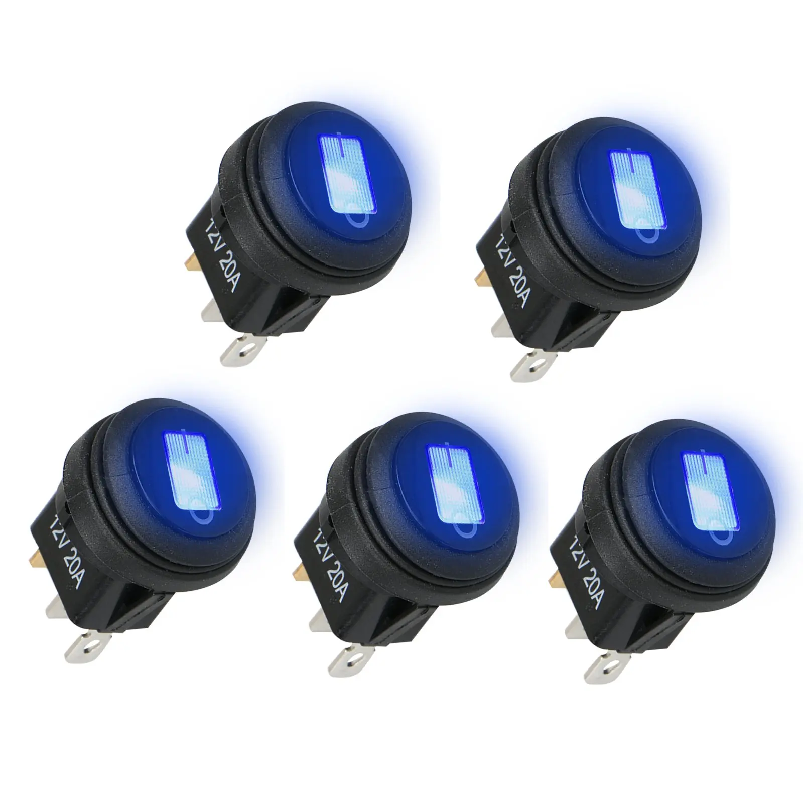 Keenso 12mm Waterproof Metal Momentary Type Self-resetting Push Button Switch 12V LED Power Switch Push Button Switch Blue LED Light