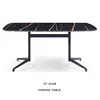 Shenzhen cheap baking varnish iron Leg Long 6 Chair Marble Top Dining room furniture Set Designs
