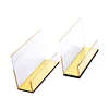 gold bottom clear acrylic magazine holder office desktop plexiglass file organizer L shape folder