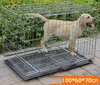 Metal Heavy Duty Dog Cage for Large Dogs and Pets Durable & Strong Dog Crate w/Feeding Doors Stand Driver