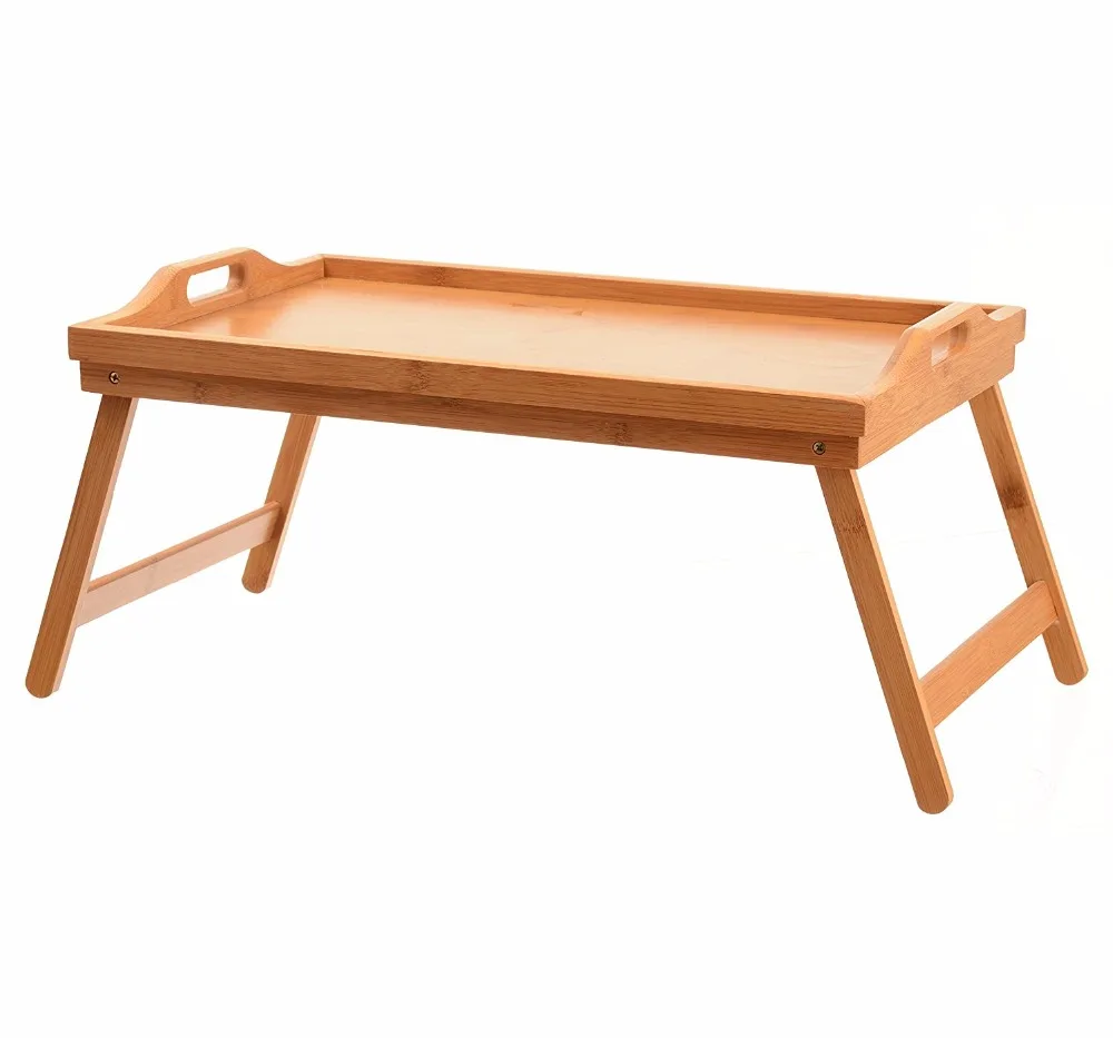 Home-it Bed Tray Table with Folding Legs, and Breakfast Tray Bamboo Bed Table