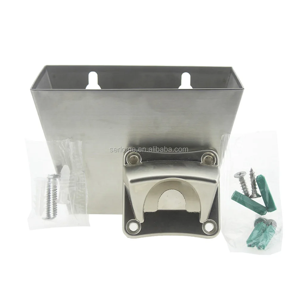 
Stainless Steel Wall Mounted Bottle Caps Collected Catcher Bucket Zinc Alloy Metal Square Blank Wall Mounted Beer Opener 