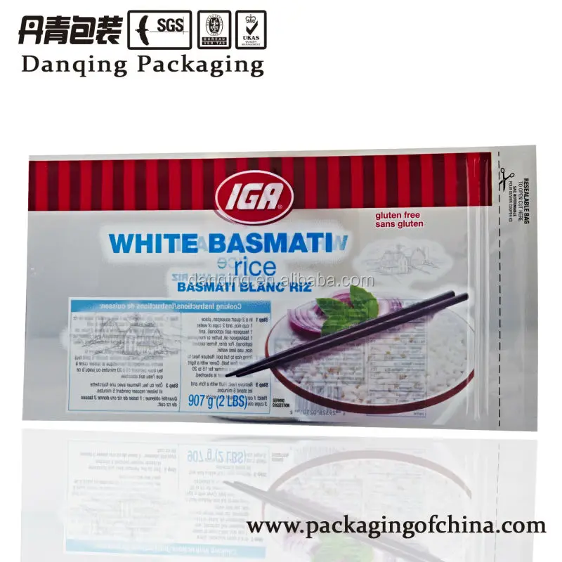 Plastic bag with zipper for rice packaging,plastic food packaging bag