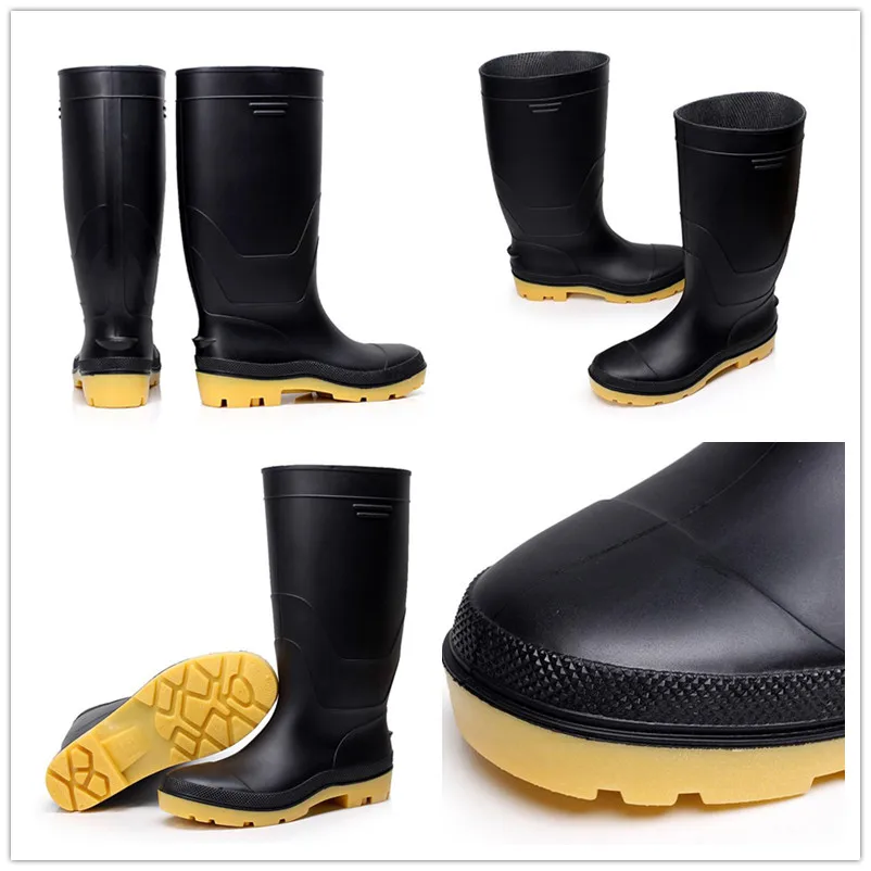 Plus Size Waterproof Outdoor Blank Black Casual Gumboots Men Rubber