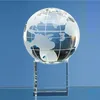 Glass earth globe themed trophy clear crystal glass globe