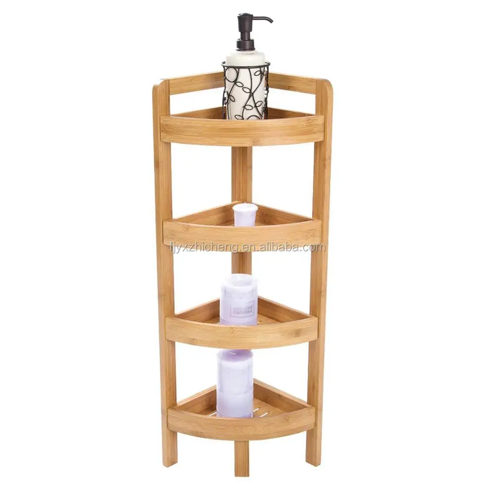 Multipurpose Freestanding Bamboo Bathroom Storage Rack Shelving Unit 4