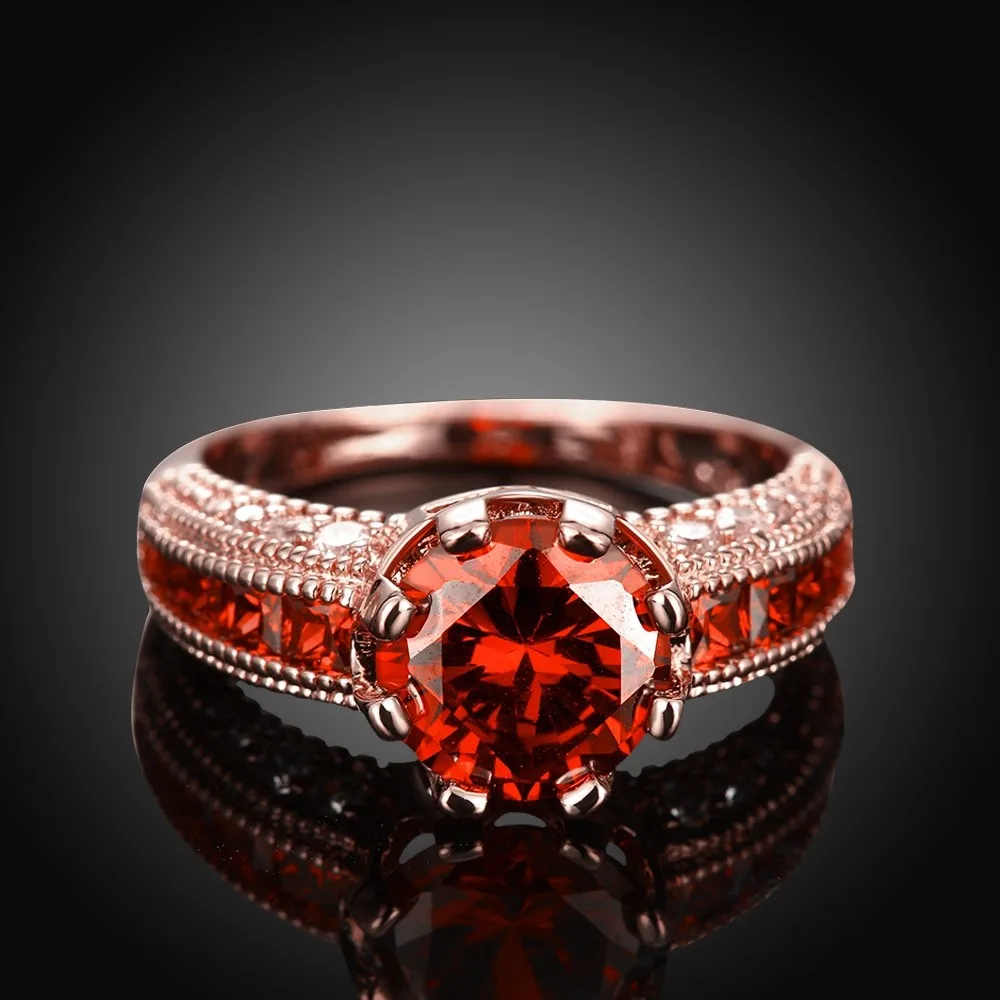 2016 New Big Round Red Stone Crystal Sapphire Zircon Vintage Wedding ...