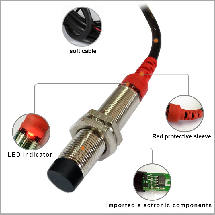 4mm M12 Metric thread non flush type inductive sensor DC 12-24V ...
