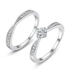 2019 March Expo Classic 925 Sterling Silver Wedding Ring Set Simple Four Notebook Micro Insert CZ Gemstone Bridal Ring