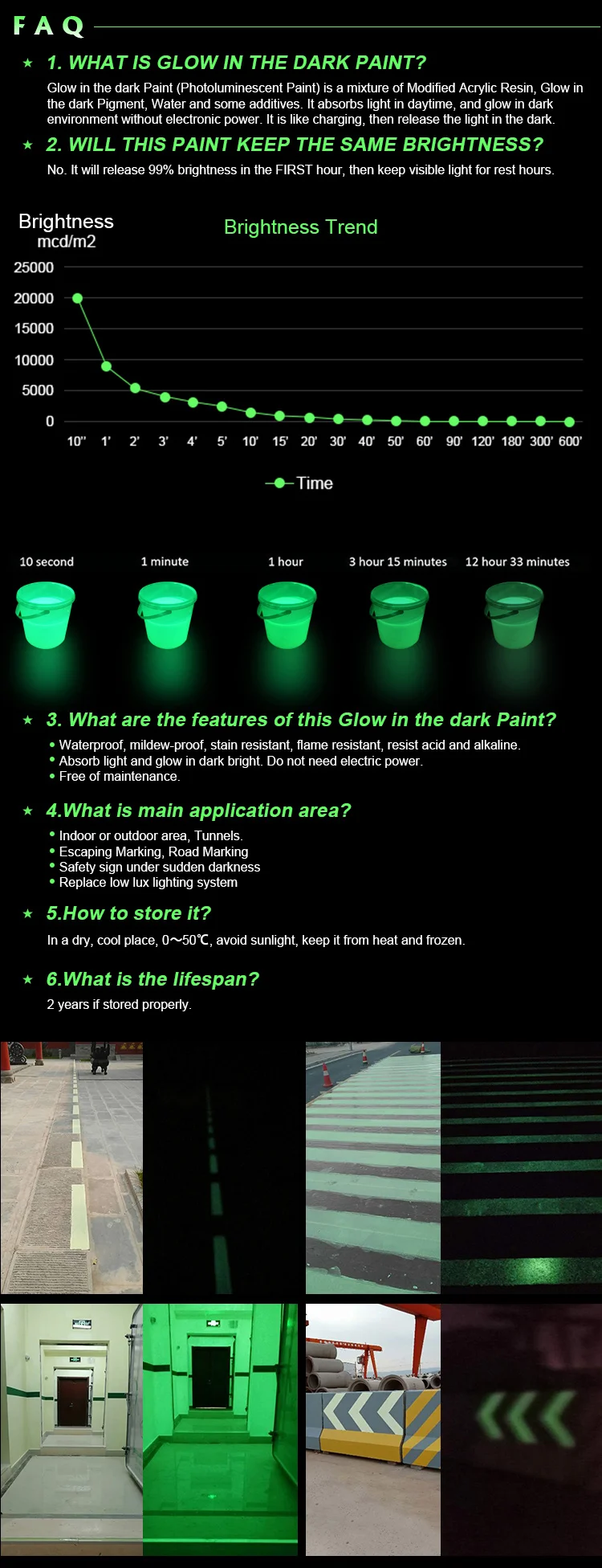 ISO certificate red glow in the dark paint glow in the dark concrete paint glow in the dark paint set