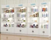Custom MDF wooden cosmetic stand make up perfume shop design display showcase cabinet
