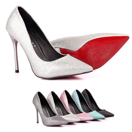 silver red bottom heels