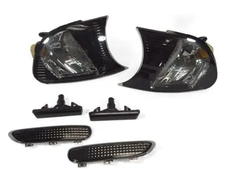 DEPO Smoke Corner Signal+Side Marker Light+2 Pair Chrome Bulb For 99-01 BMW E38