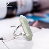 Gold Plated New Double Layer Geometric Turquoise White Green Faux Marble Stone Finger Ring for Women