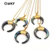 WT-N998 Wholesale high quality special design necklace 18 inch natural abalone shell Crescent shape 24K gold plated jewelry