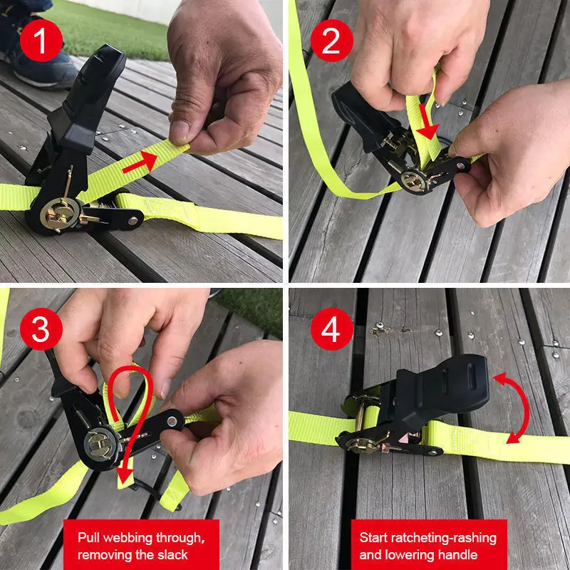 25mm X 4.5m Nylon Tree Trunk Protector 4pc 1"ratchet Tie Down Strap