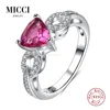 New design triangle heart shape ruby rings sterling silver diamond and gemstone jewelry rings