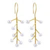 925 Sterling Silver Natural Shell Bead Plating Holly Fruits Pearl Drop Earring For Women Jewelry Wholesale