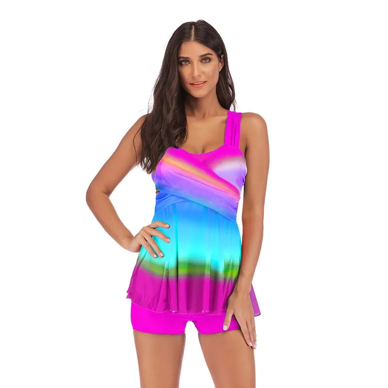Rainbow Print 2pcs Sexy Womentankini Color Changing Swimwear - Buy ...