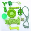 New 10 PACK Green Pet Chew Dog Toy Gift Set Free Assorted Interactive Teething Cotton Rope Rubber Vinyl Squeaky Pet Dog Toy