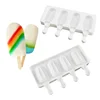 4 cavity mini plastic frozen stainless steel popsicle sticks cone pop silicon mould silicone ice cream mold