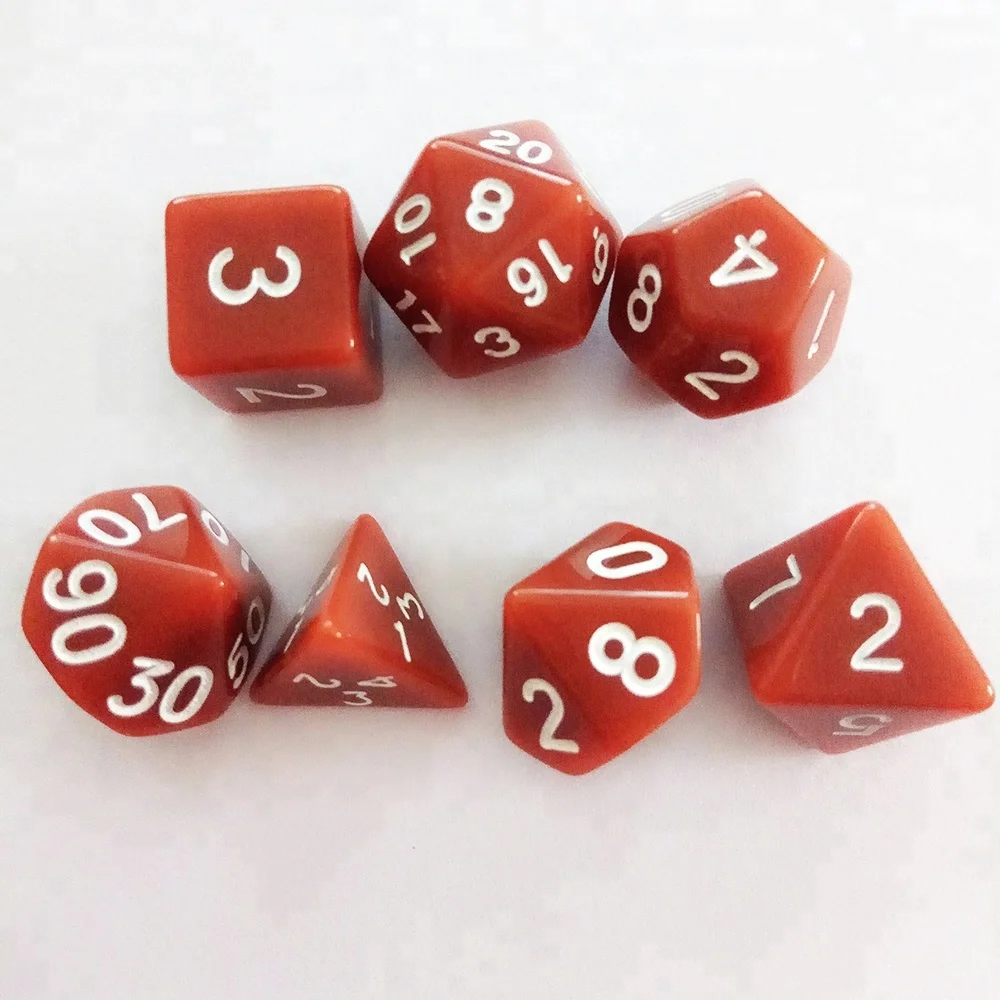 Brown 7pcs/set Desk Polyhedral Custom Dices 4/6/8/10/12/20 One Color