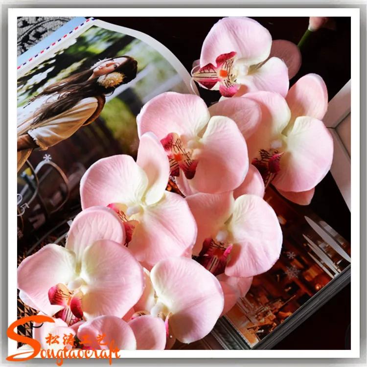 Wholesale Artificial Plastic Singapore Orchid Flower Fabric Cymbidium