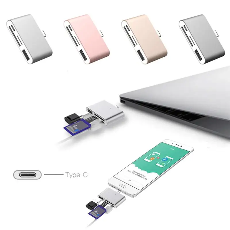 4 in 1 Type-C HUB 3.0 USB OTG Card Reader Multi Function High-Speed CF SD /TF Card Reader Adapter for Mac for Android - ANKUX.COM