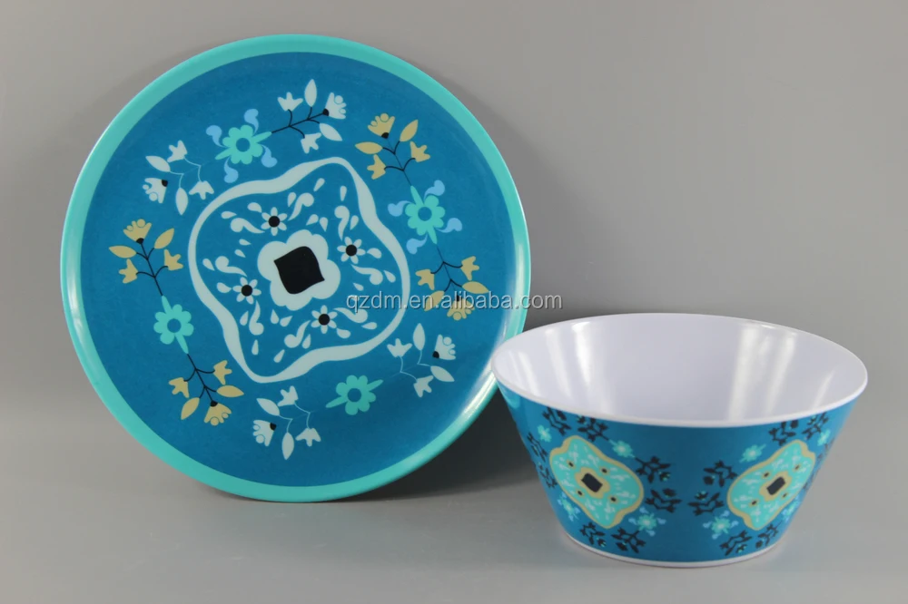 Custom Print Melamine Plate And Bowl Set