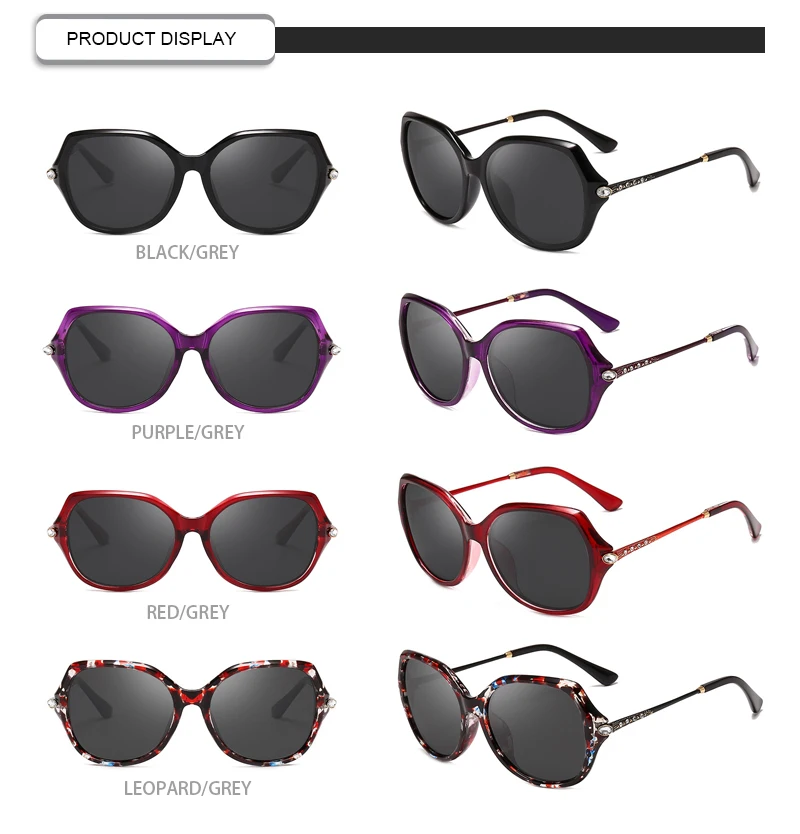 2019 oversized frame diamond leg  sun glasses custom logo square women polarized sunglasses with UV400 CE FDA