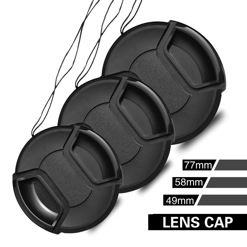 62mm snap on center pinch front lens cap for Camera