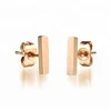 Dainty jewelry stainless steel rose gold vertical bar stud daily wear earrings for college girls