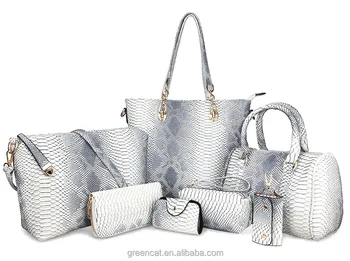 Snake Pattern White 6 Pcs Women S Shoulder Bag Crossbody Las Snake Pattern White 6 Pcs Women S Shoulder Bag Crossbody Las Leather Handbag Sets Pieces