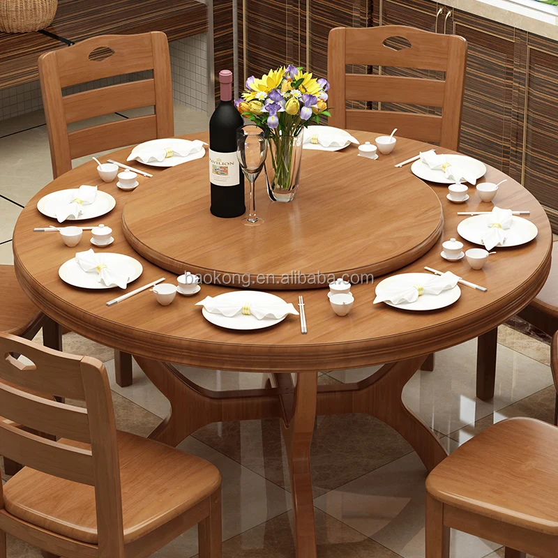 Antique Solid Wood Round Rotating Dining Table Chairs View Dining Table And Chair Baokong Product Details From Ganzhou Baokong Import Export Co Ltd On Alibaba Com