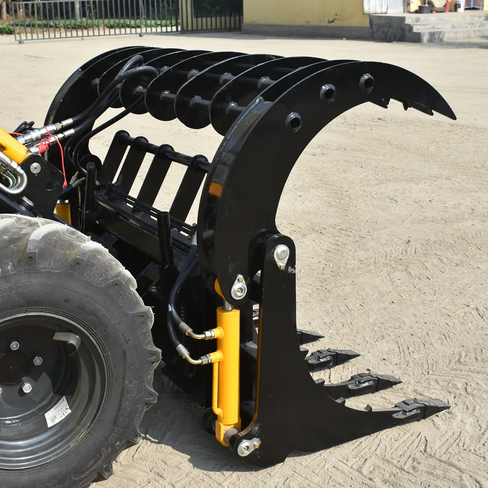 Wheel Loader Attachemnt Hydraulic Root Rake Grab Grapple For Skid Steer