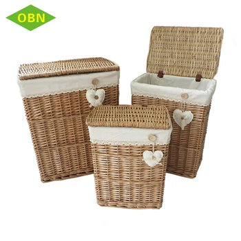 rattan storage basket with lid