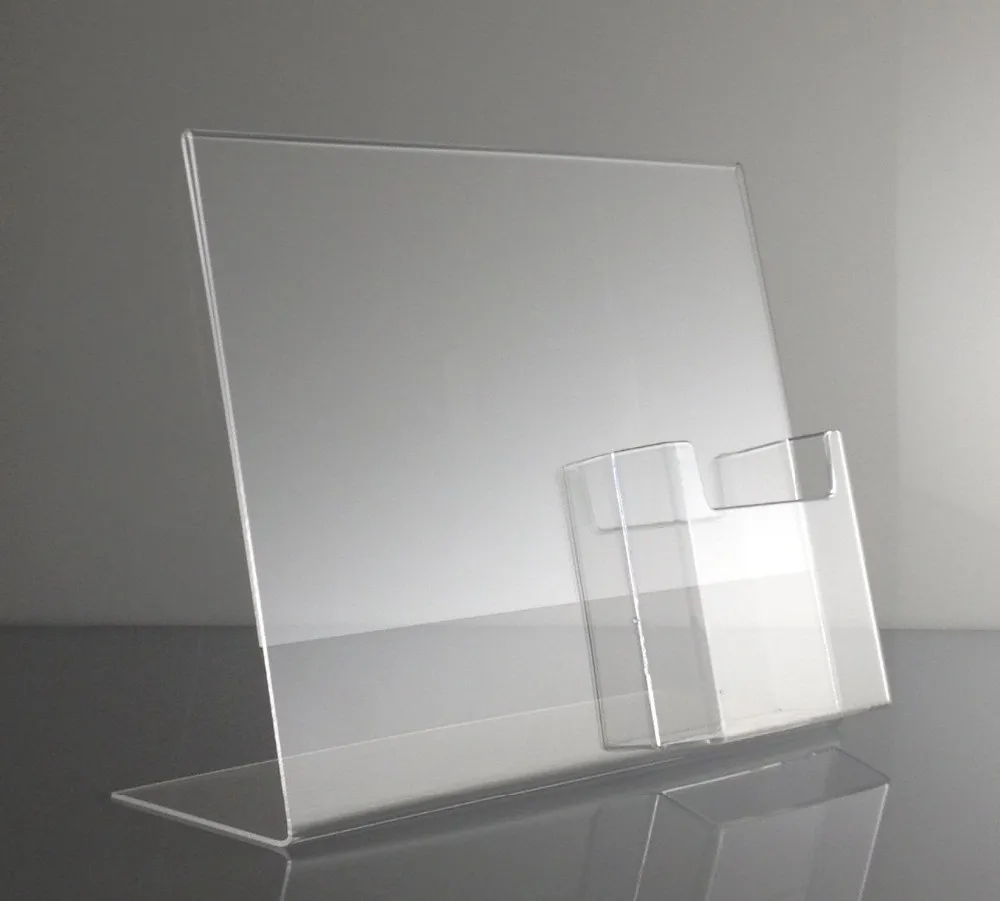 L Transparent Table Plexiglass Perspex Lucite Slanted Menu Display Stand Clear Acrylic 11 X 8.5