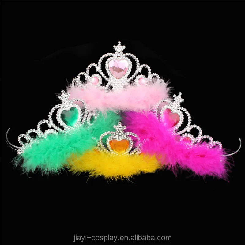 子供のためのピンクの羽が付いている安いplasictの誕生日のティアラの王冠 Buy 21st Birthday Glitter Tiara Tiara With Pink Feather Birthday Party Tiara Product On Alibaba Com