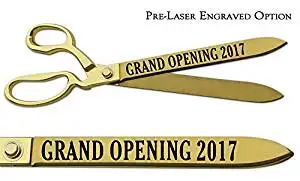 Pre-Laser Engraved "GRAND OPENING 2018" 15" Gold Plated Ceremonial Ribbon Cutting Scissors