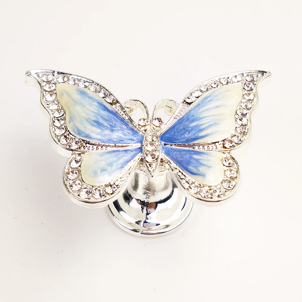 Enamel Diamante Butterfly Kids Bedroom Furniture Knobs For Bedside