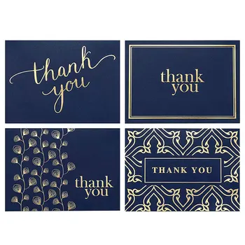 100 Thank You Cards Bulk Thank You Notes Navy Blue Gold Blank