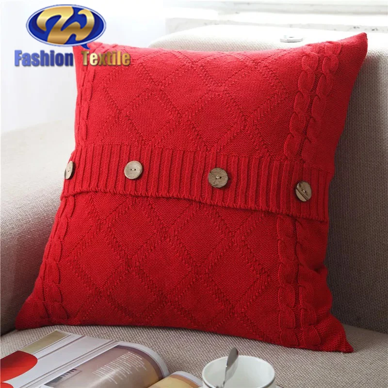 red knitted cushion